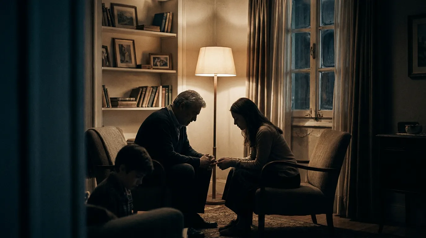 Casal caminha em rua nevada europeia à noite em cena onírica de What Happens at Night, novo filme de Martin Scorsese