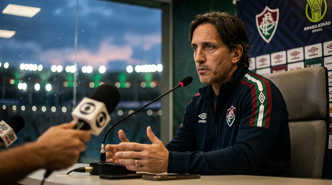 Técnico Zubeldia na beira do campo durante clássico entre Botafogo e Fluminense no Brasileirão 2026