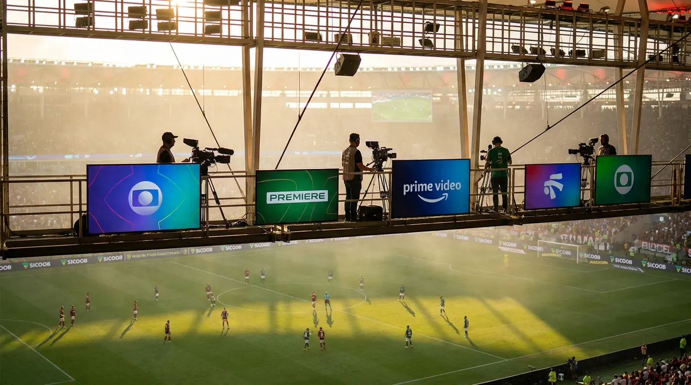 Maracanã lotado durante jogo do Brasileirão Série A 2026 com transmissão ao vivo