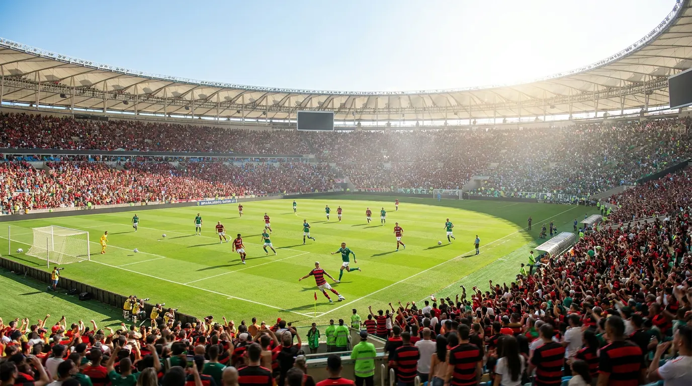 Maracanã lotado durante partida do Brasileirão Série A 2026 à noite sob os holofotes do estádio