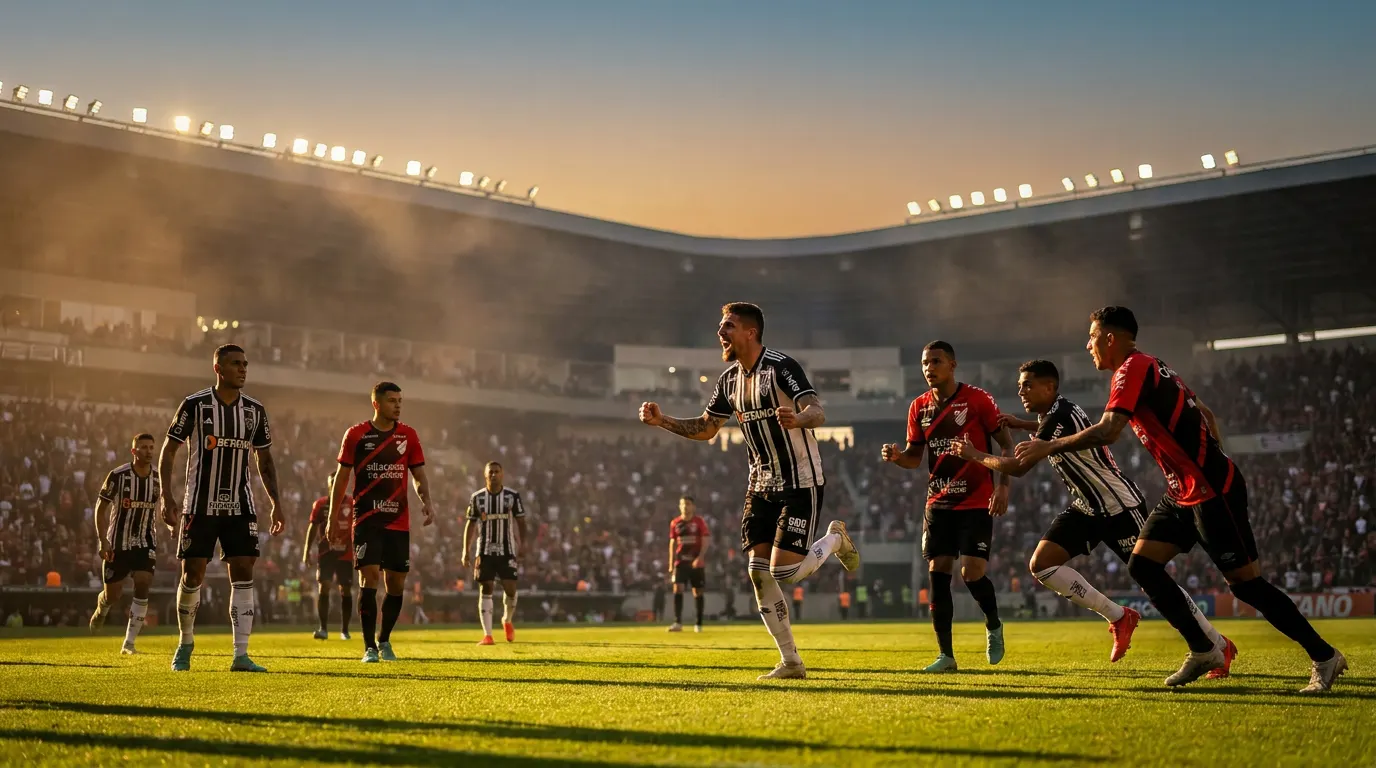Lyanco celebra gol de empate do Atlético-MG contra o Athletico-PR na Arena da Baixada pelo Brasileirão 2026