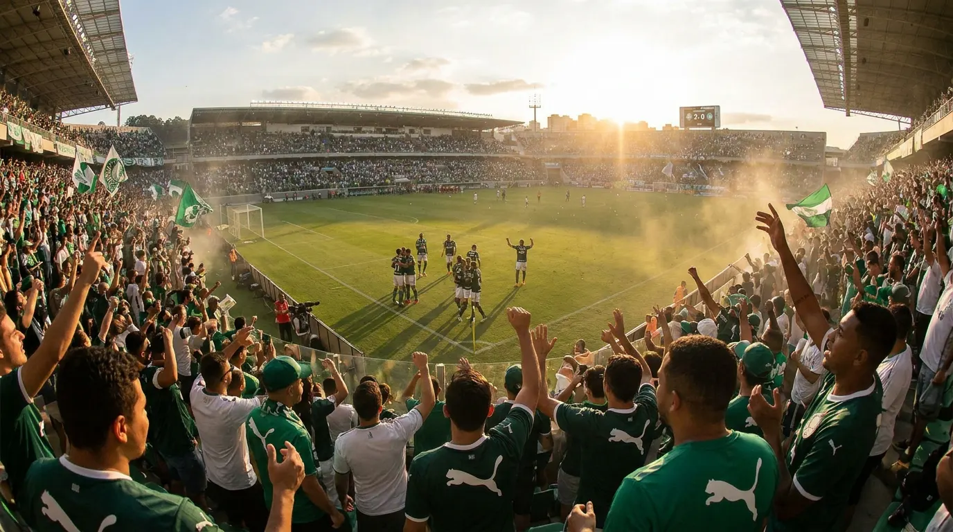 Maurício celebra gol de pênalti pelo Palmeiras contra o Red Bull Bragantino na Arena Barueri pelo Brasileirão 2026