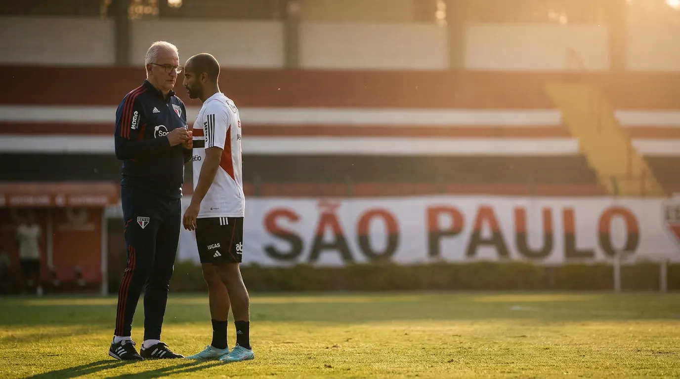 Dorival Júnior na beira do campo no estádio do Morumbi durante jogo decisivo do São Paulo no Brasileirão 2026