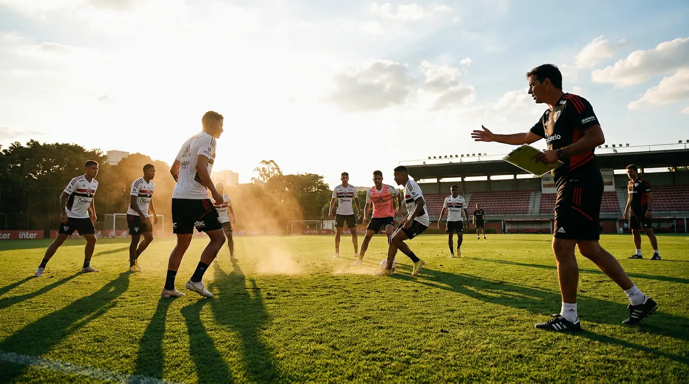 Dorival Júnior orienta jogadores do São Paulo FC no MorumBIS durante o Brasileirão 2026