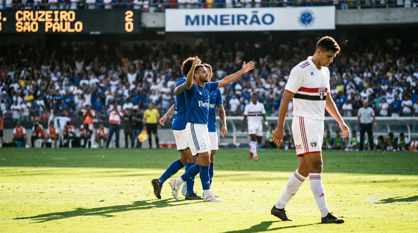 Kaio Jorge celebra gol do Cruzeiro sobre o São Paulo no Mineirão pela 29ª rodada do Brasileirão 2026