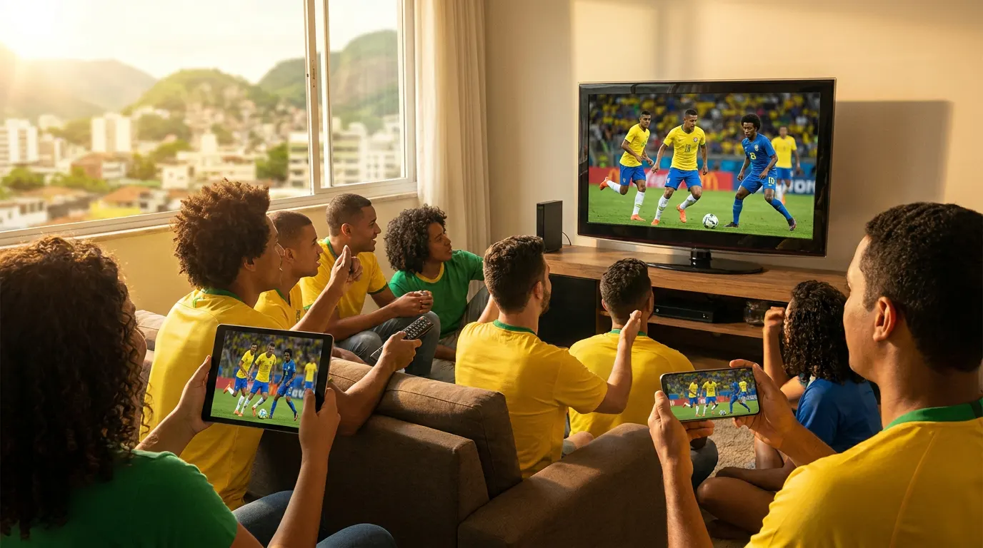Vinícius Jr comemorando gol pela Seleção Brasileira na Copa do Mundo 2026 com a camisa amarela oficial da CBF