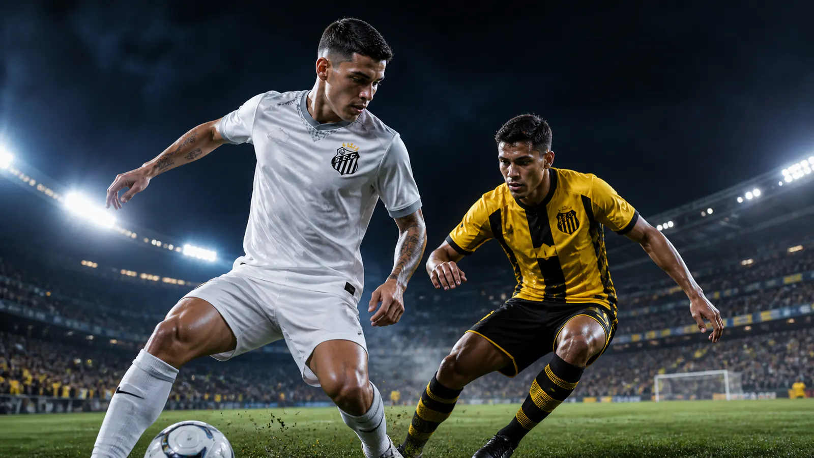 Estádio Monumental Río Parapití lotado à noite para Recoleta x Santos pela Copa Sul-Americana 2026
