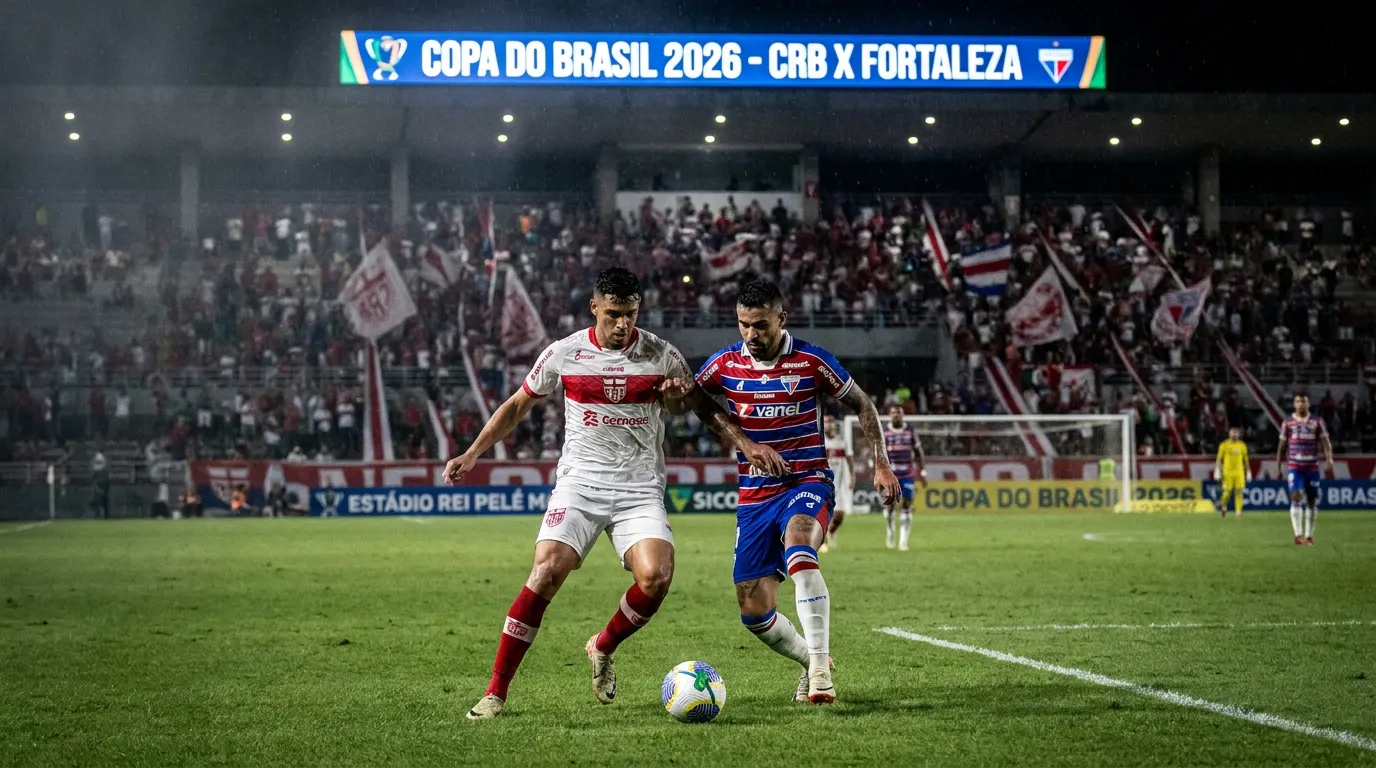 Mikael, atacante do CRB, em lance decisivo contra o Fortaleza no Estádio Rei Pelé pela Copa do Brasil 2026