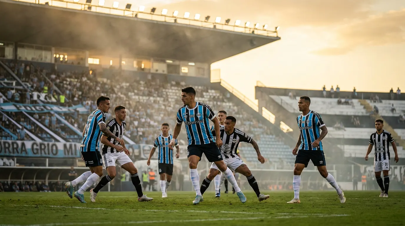 Estádio Nuevo Gasómetro lotado à noite durante Deportivo Riestra x Grêmio pela Copa Sul-Americana 2026
