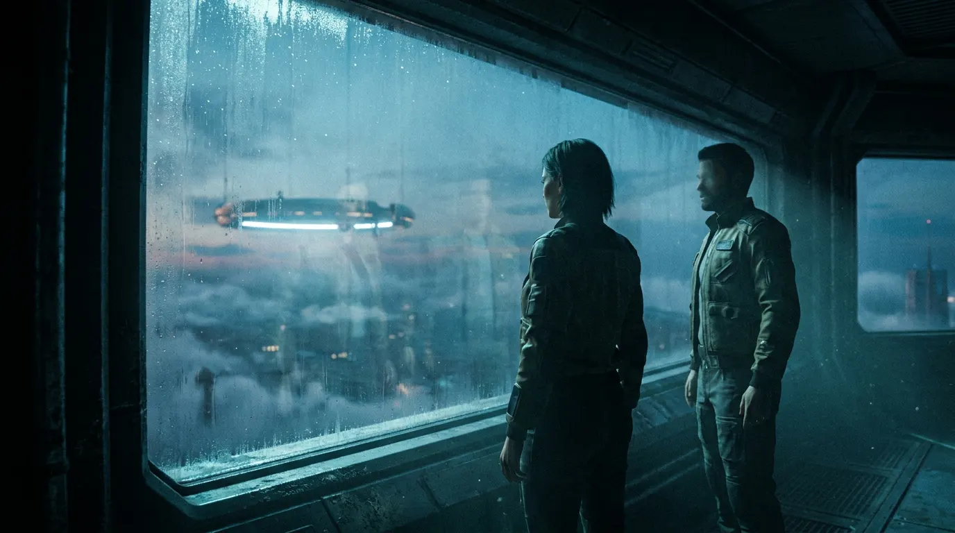Emily Blunt como meteorologista em cena do filme Dia D (Disclosure Day), novo lançamento de Steven Spielberg em junho de 2026