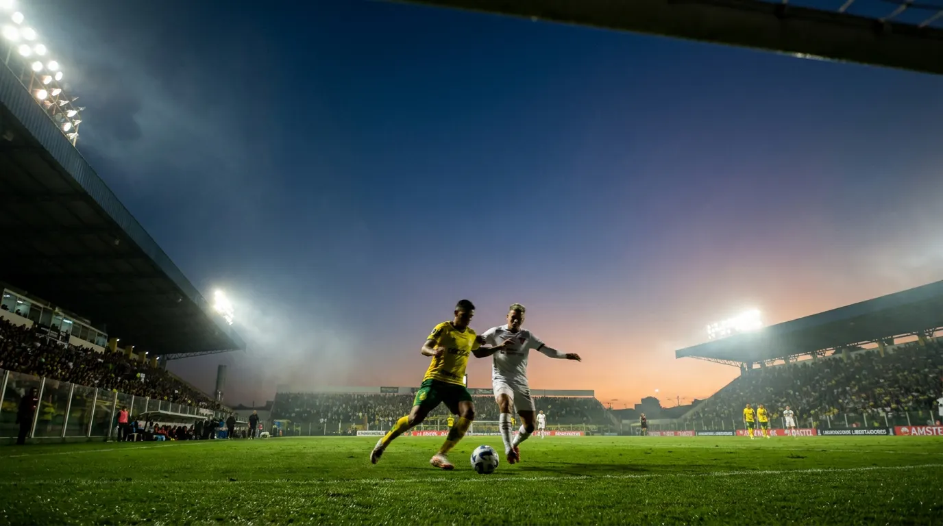 Jogadores do Mirassol comemorando gol no Estádio José Maria de Campos Maia pela Copa Libertadores 2026