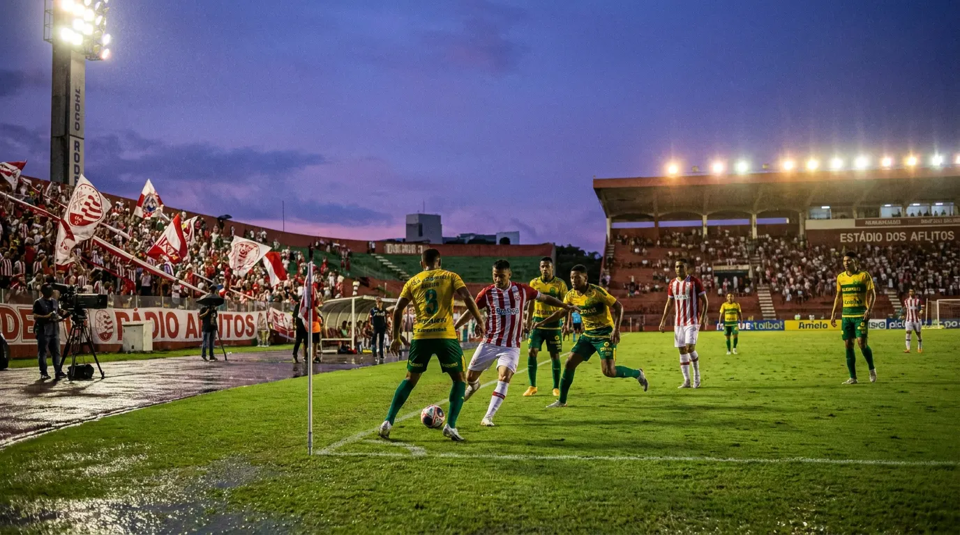 Jogador do Náutico comemorando gol no Estádio dos Aflitos pela Série B do Brasileirão 2026