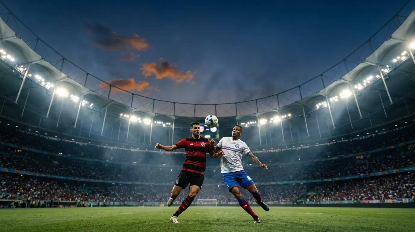 Arena da Baixada iluminada à noite durante Athletico Paranaense x Bahia pela rodada 28 do Brasileirão 2026