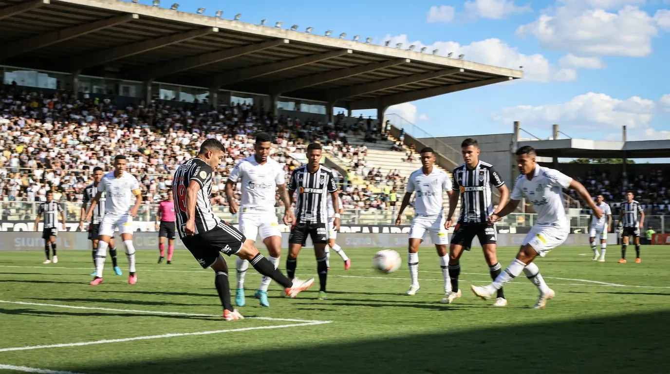 Gabigol comemorando gol com a camisa do Santos na Vila Belmiro durante as quartas de final da Copa Sul-Americana 2026