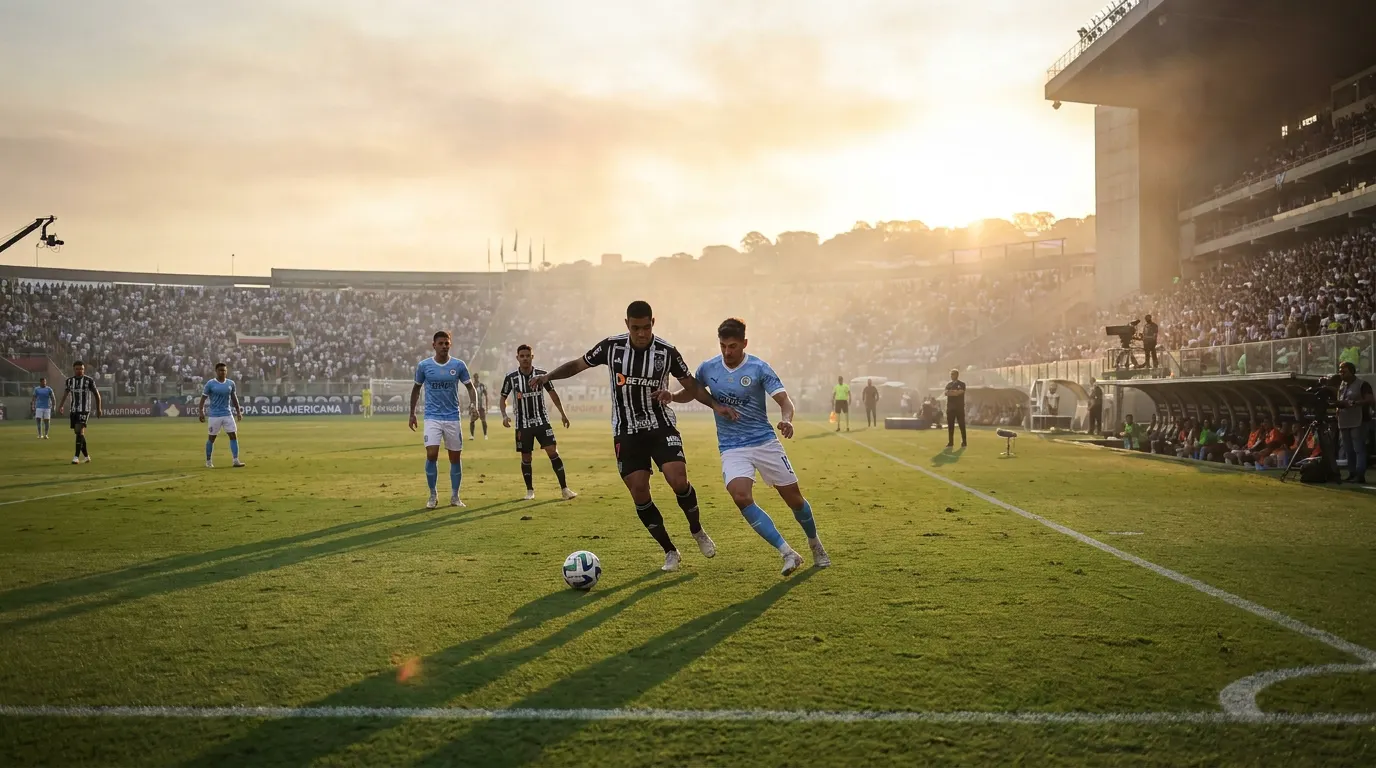 Atlético Mineiro comemorando gol na Arena MRV durante semifinal da Copa Sul-Americana 2026