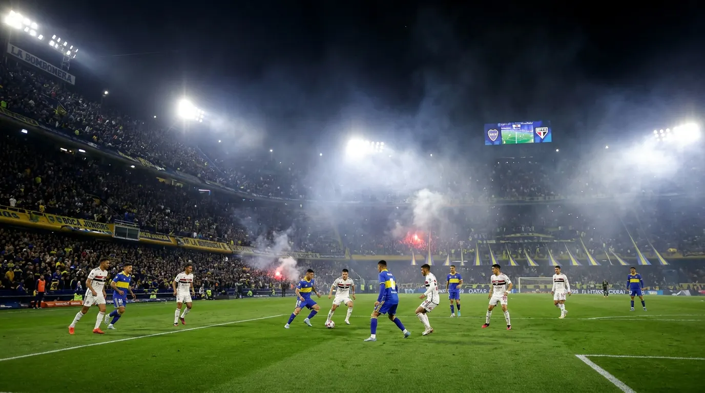 Jonathan Calleri comemorando gol na Bombonera pela Copa Sul-Americana 2026 — Boca Juniors x São Paulo