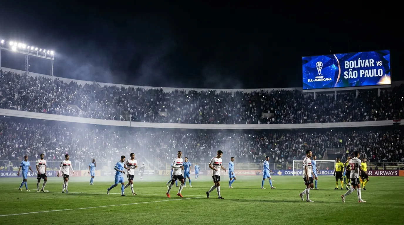 Jonathan Calleri comemorando gol pelo São Paulo FC no Estadio Hernando Siles durante oitavas da Copa Sul-Americana