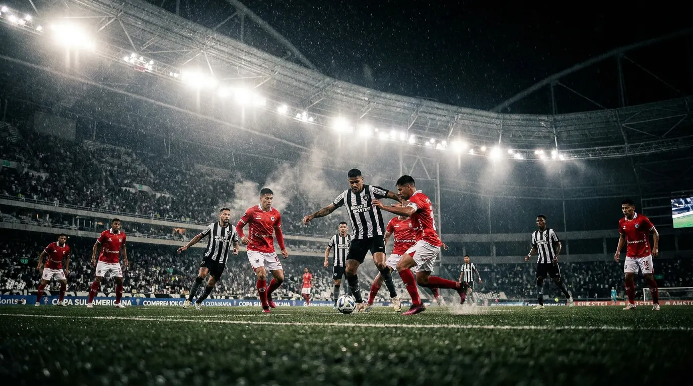 Arthur Cabral comemorando gol pelo Botafogo no Estádio Nilton Santos durante a Copa Sul-Americana 2026