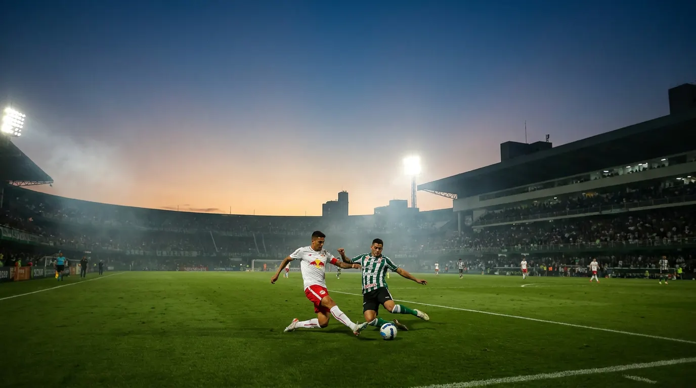 José Herrera comemorando gol pelo Red Bull Bragantino contra o Coritiba no Estádio Cícero de Souza Marques pelo Brasileirão 2026