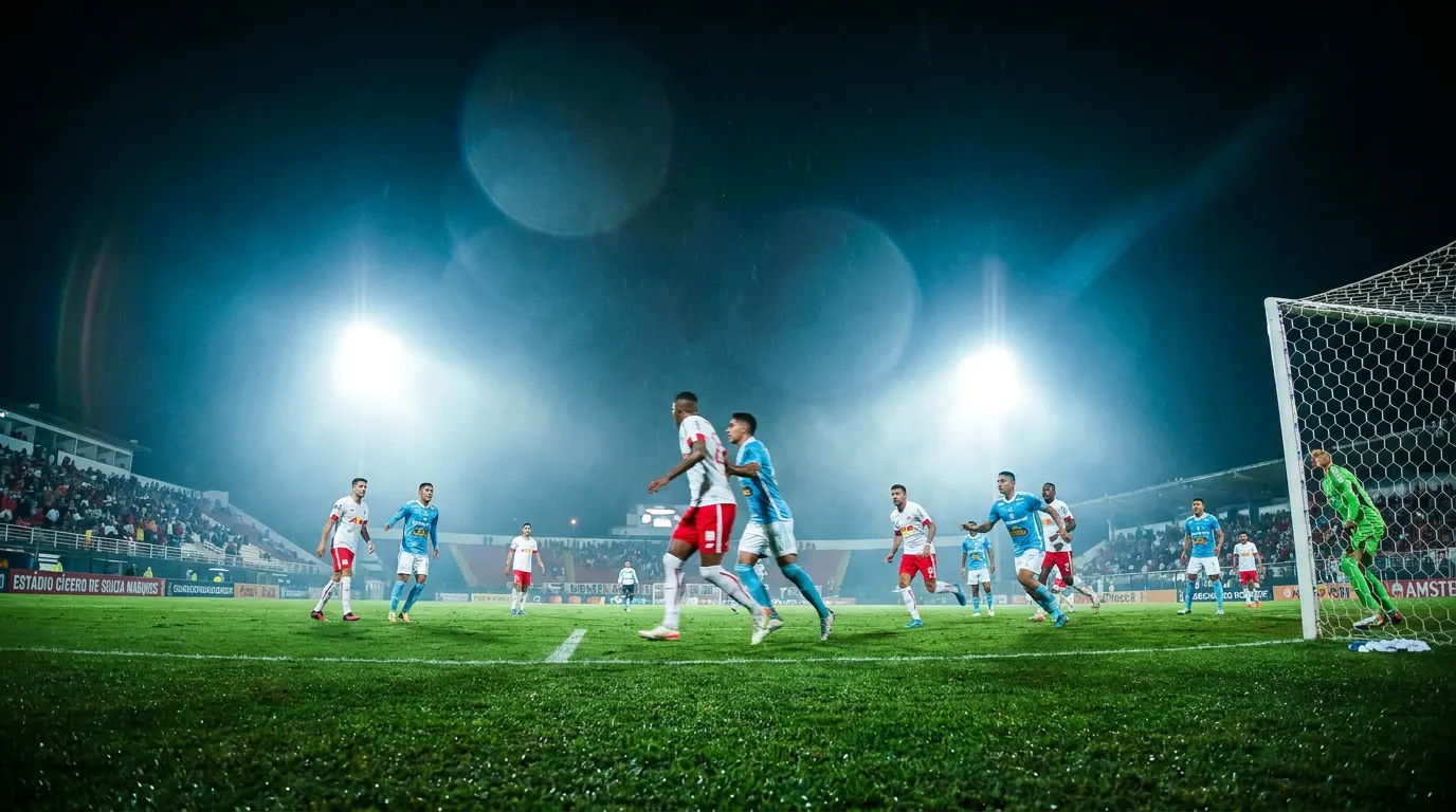 Isidro Pitta comemorando gol pelo Red Bull Bragantino no Estádio Cícero de Souza Marques pela Copa Sul-Americana 2026