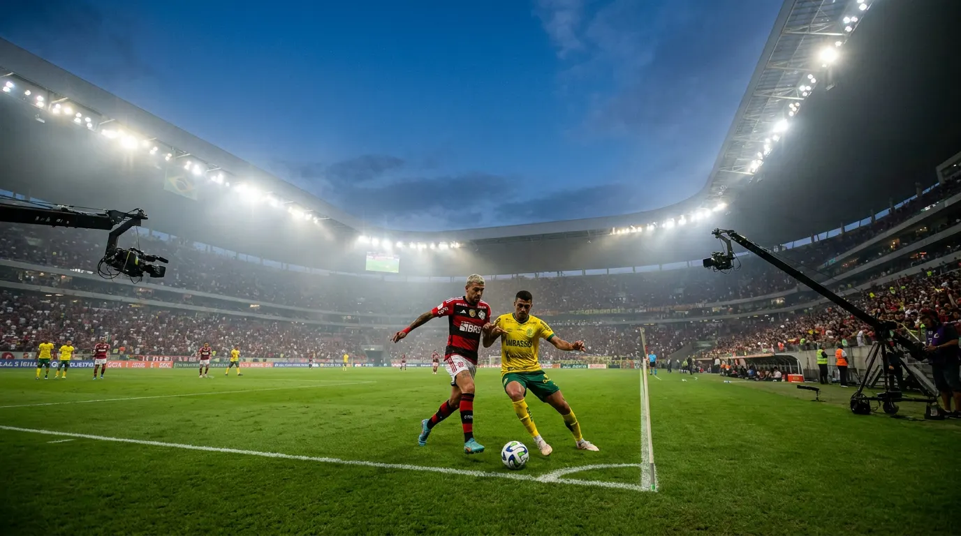Pedro, atacante do Flamengo, comemorando gol no Maracanã durante o Brasileirão 2026