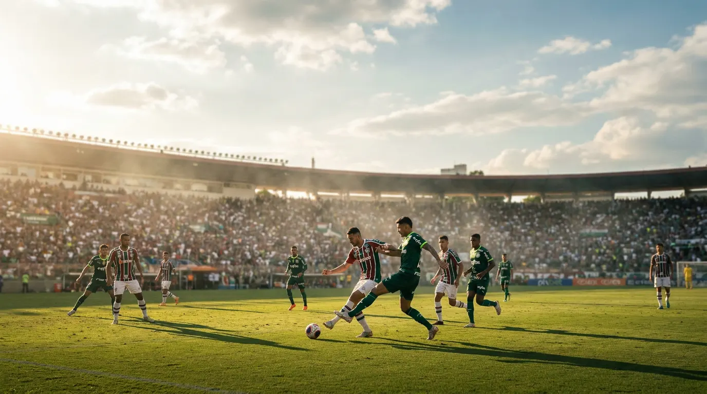 Fluminense x Palmeiras no Maracanã pela 23ª rodada do Brasileirão 2026 — estádio lotado sob os holofotes