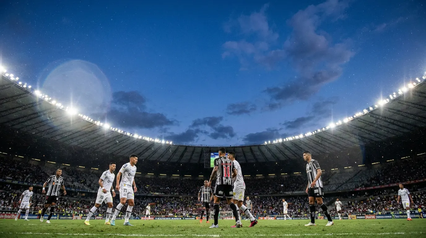 Gabigol celebrando gol pela Copa Sul-Americana 2026 com a camisa do Santos na Vila Belmiro