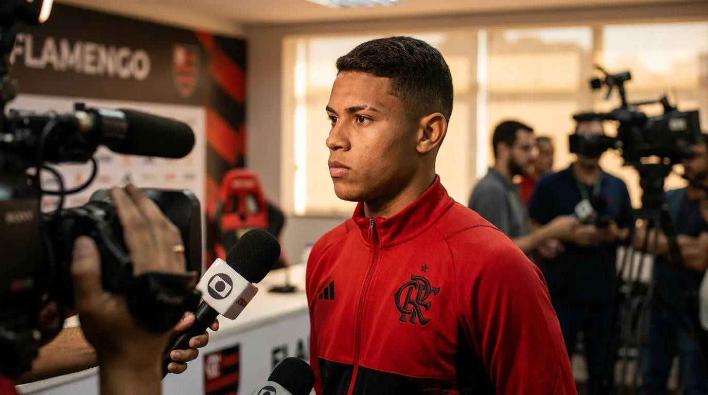 Joaquín Freitas celebrando com a camisa do Flamengo no Maracanã lotado durante semifinal da Libertadores 2026