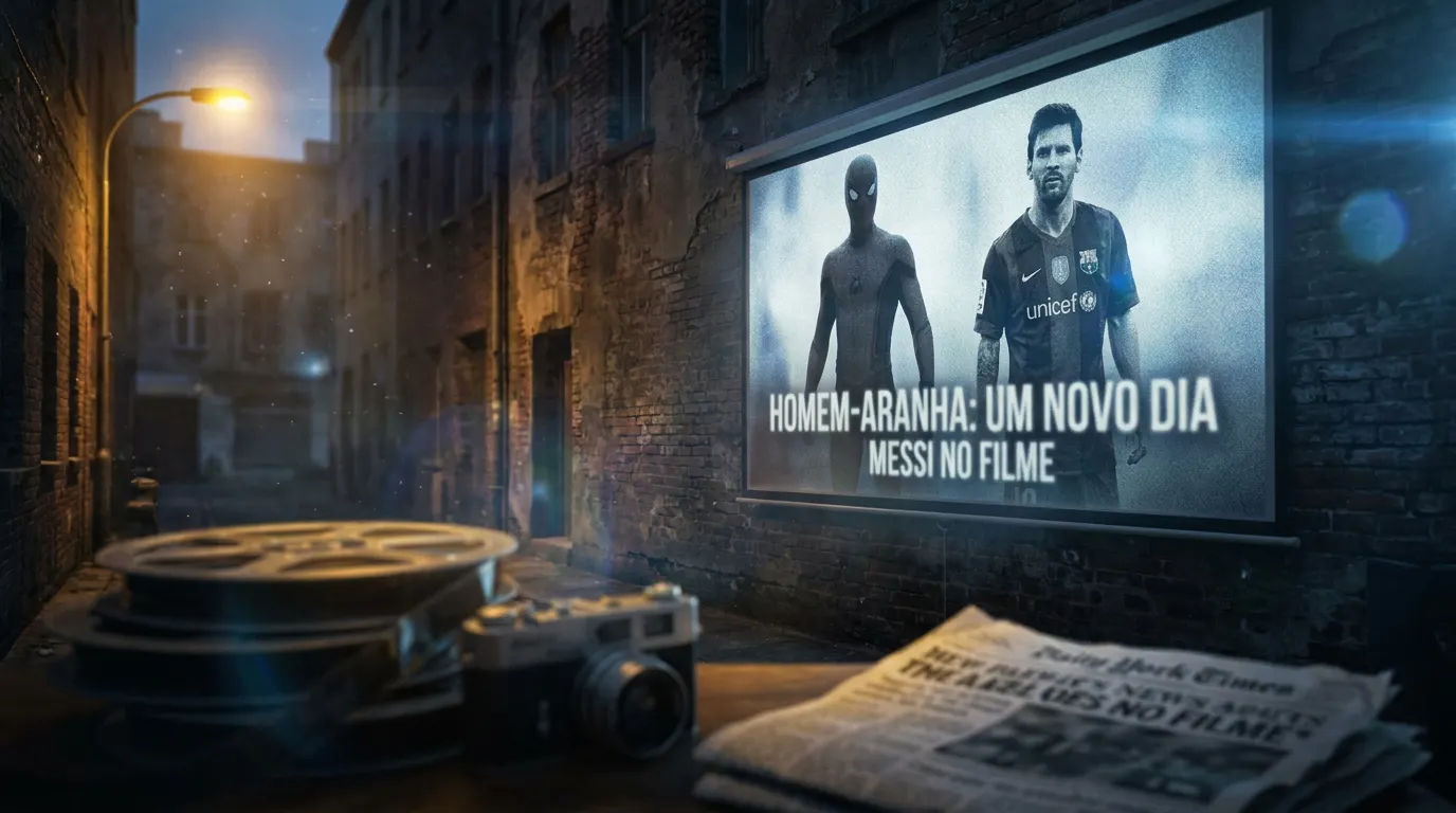 Tom Holland como Homem-Aranha balançando em Manhattan ao lado de Messi com a camisa da Argentina no teaser de Homem-Aranha: Um Novo Dia