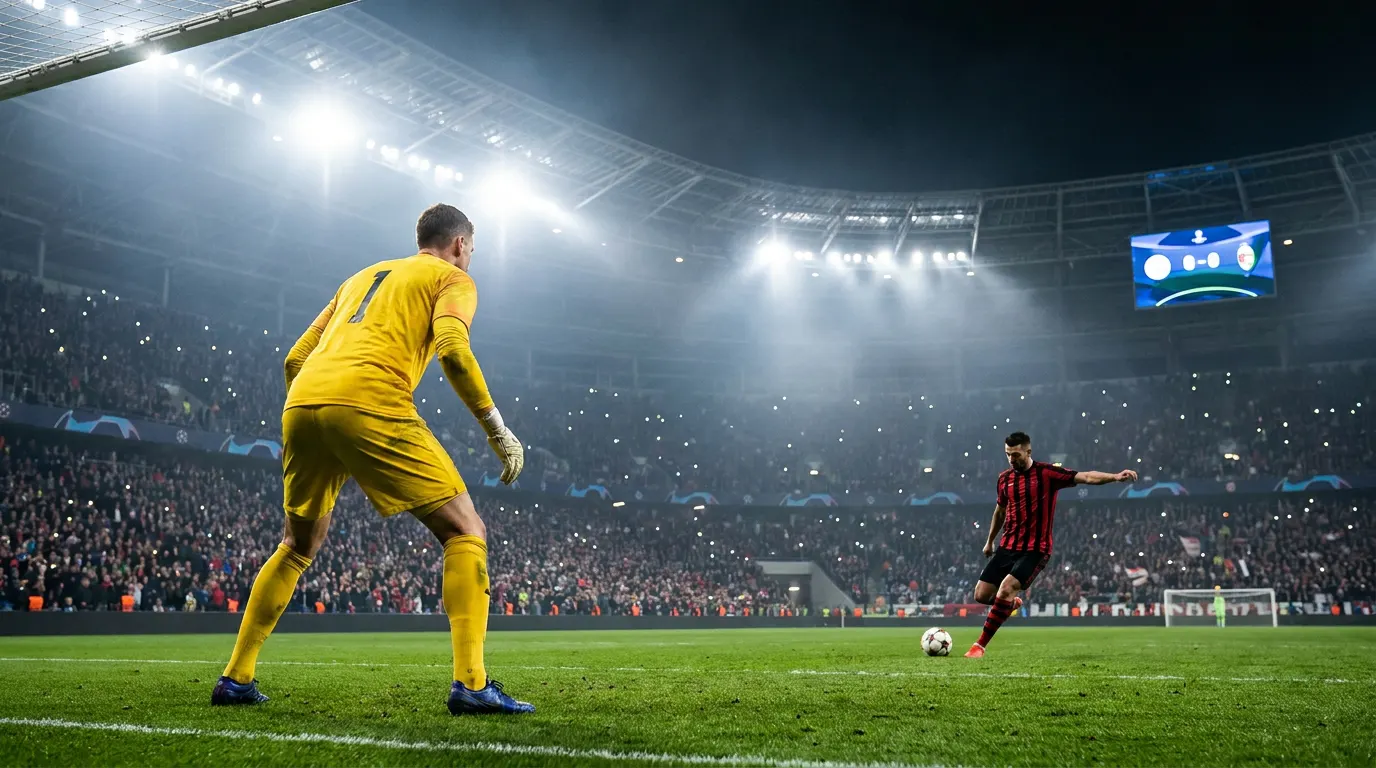 Jogador se prepara para cobrar pênalti em final da Copa Libertadores no Estádio Monumental de Lima