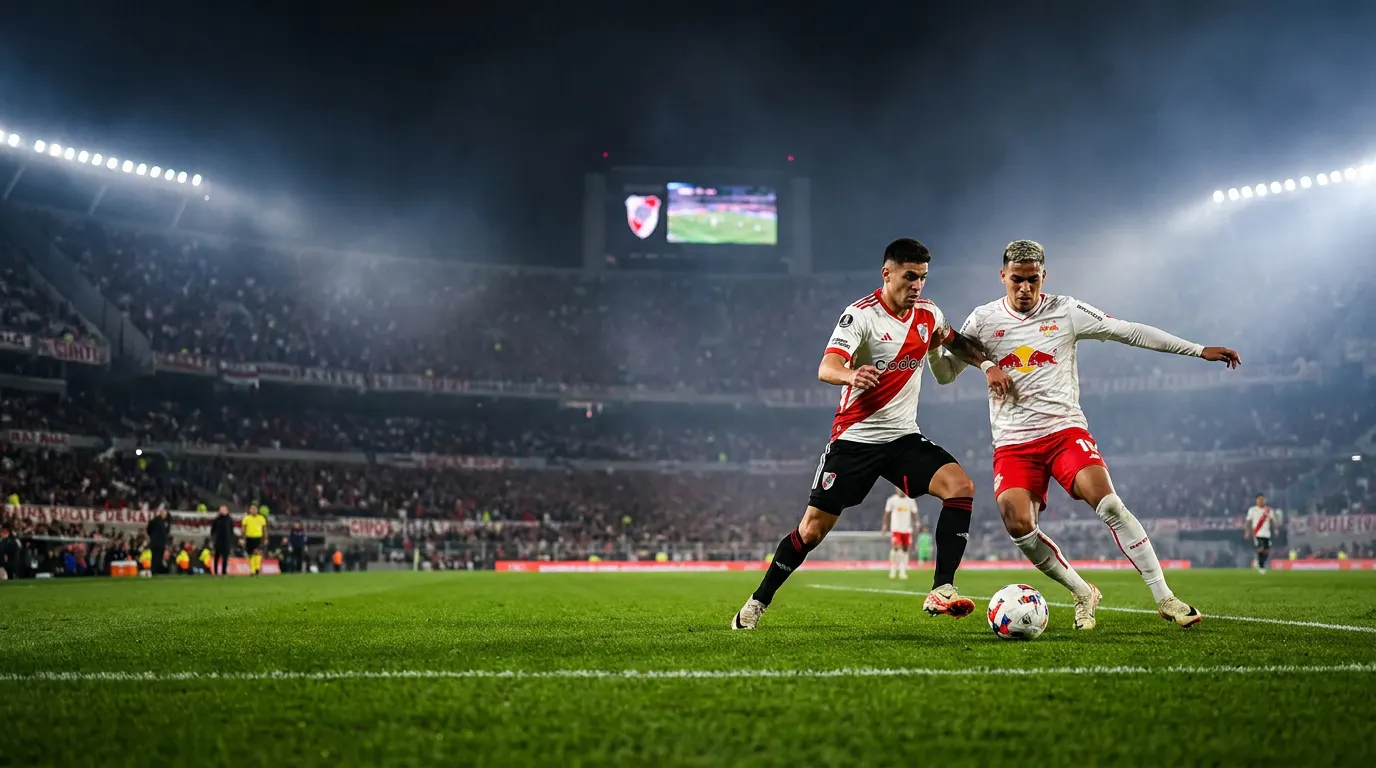 Juan Fernando Quintero com a camisa do River Plate no Monumental de Núñez pela Copa Sul-Americana 2026