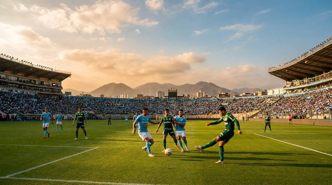 Estádio Alejandro Villanueva lotado à noite para Sporting Cristal x Palmeiras pela Libertadores 2026